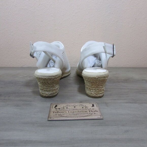 Easy Street Women's 5 Stacy Wedge Espadrille Sandal White - Picture 3 of 5